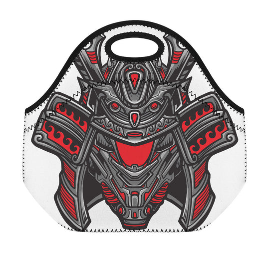 Robot Samurai Mask Print Neoprene Lunch Bag
