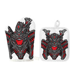 Robot Samurai Mask Print Oven Mitt And Pot Holder Set