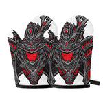 Robot Samurai Mask Print Oven Mitts