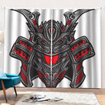 Robot Samurai Mask Print Pencil Pleat Curtains
