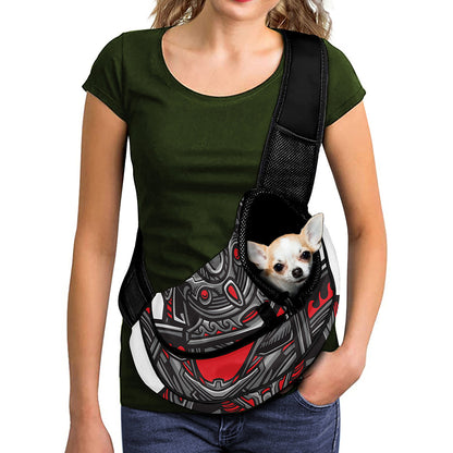 Robot Samurai Mask Print Pet Sling Carrier