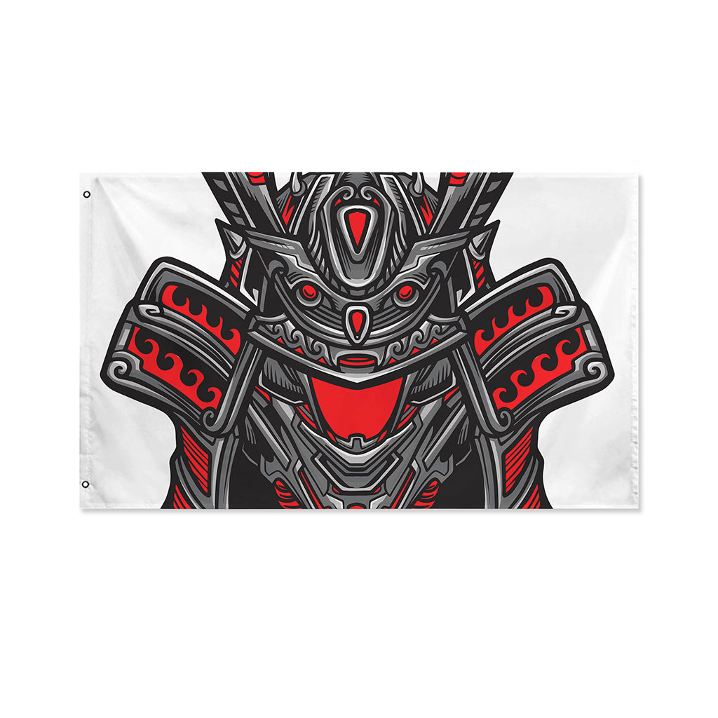 Robot Samurai Mask Print Polyester Flag