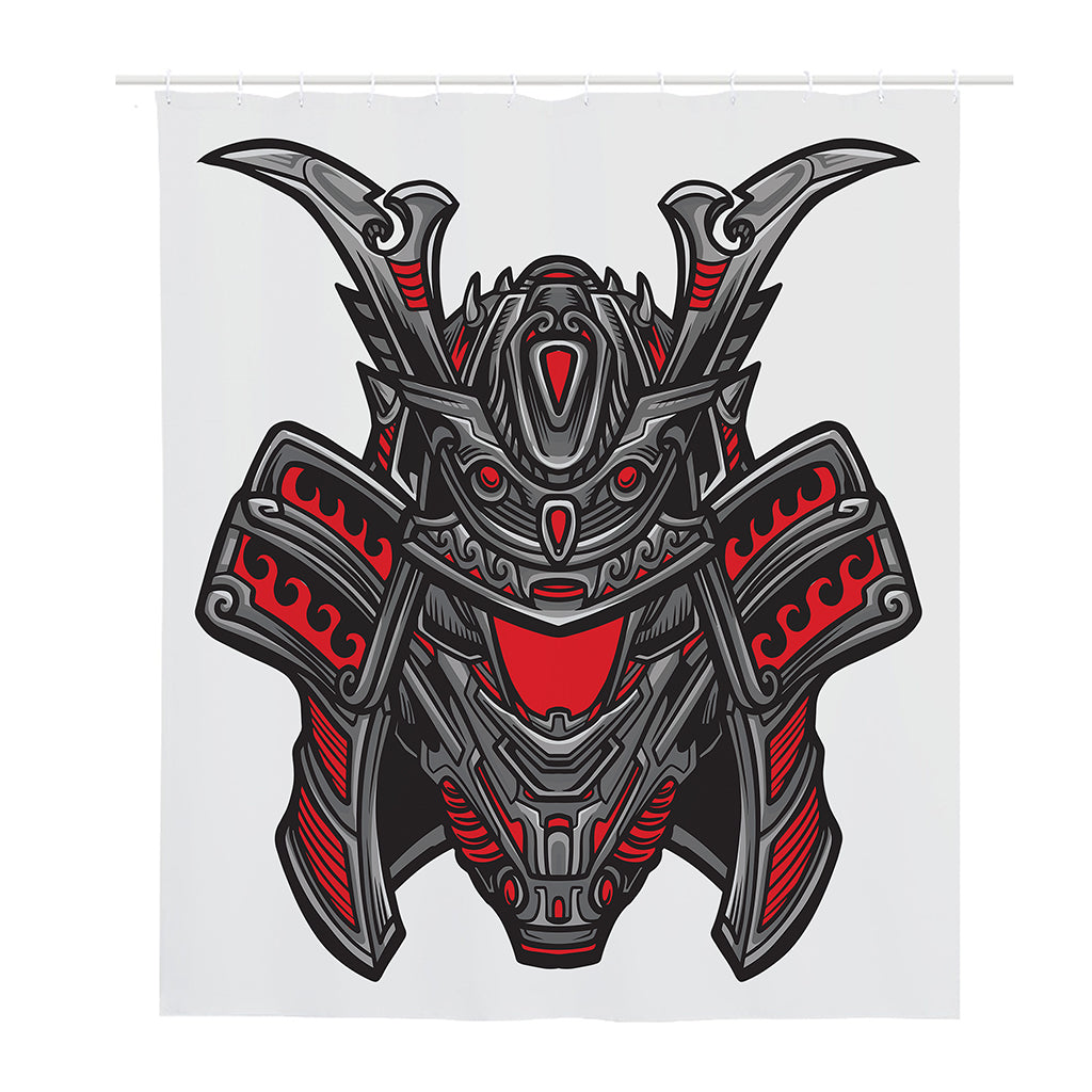 Robot Samurai Mask Print Polyester Shower Curtain