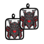 Robot Samurai Mask Print Pot Holders