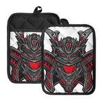 Robot Samurai Mask Print Pot Holders With Pocket