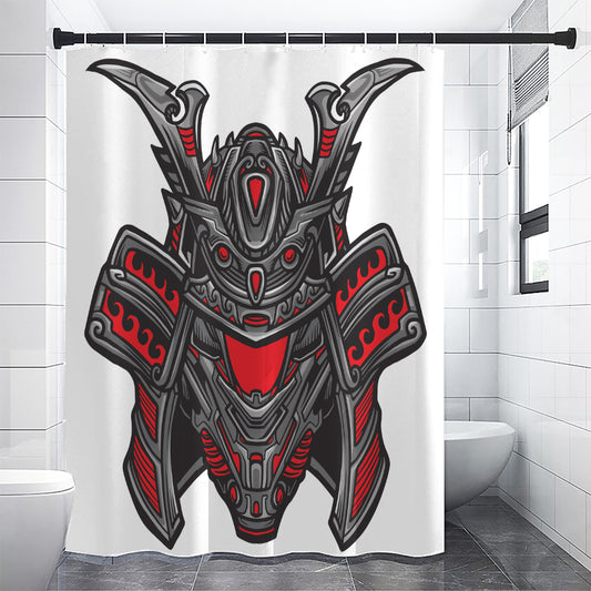 Robot Samurai Mask Print Premium Shower Curtain