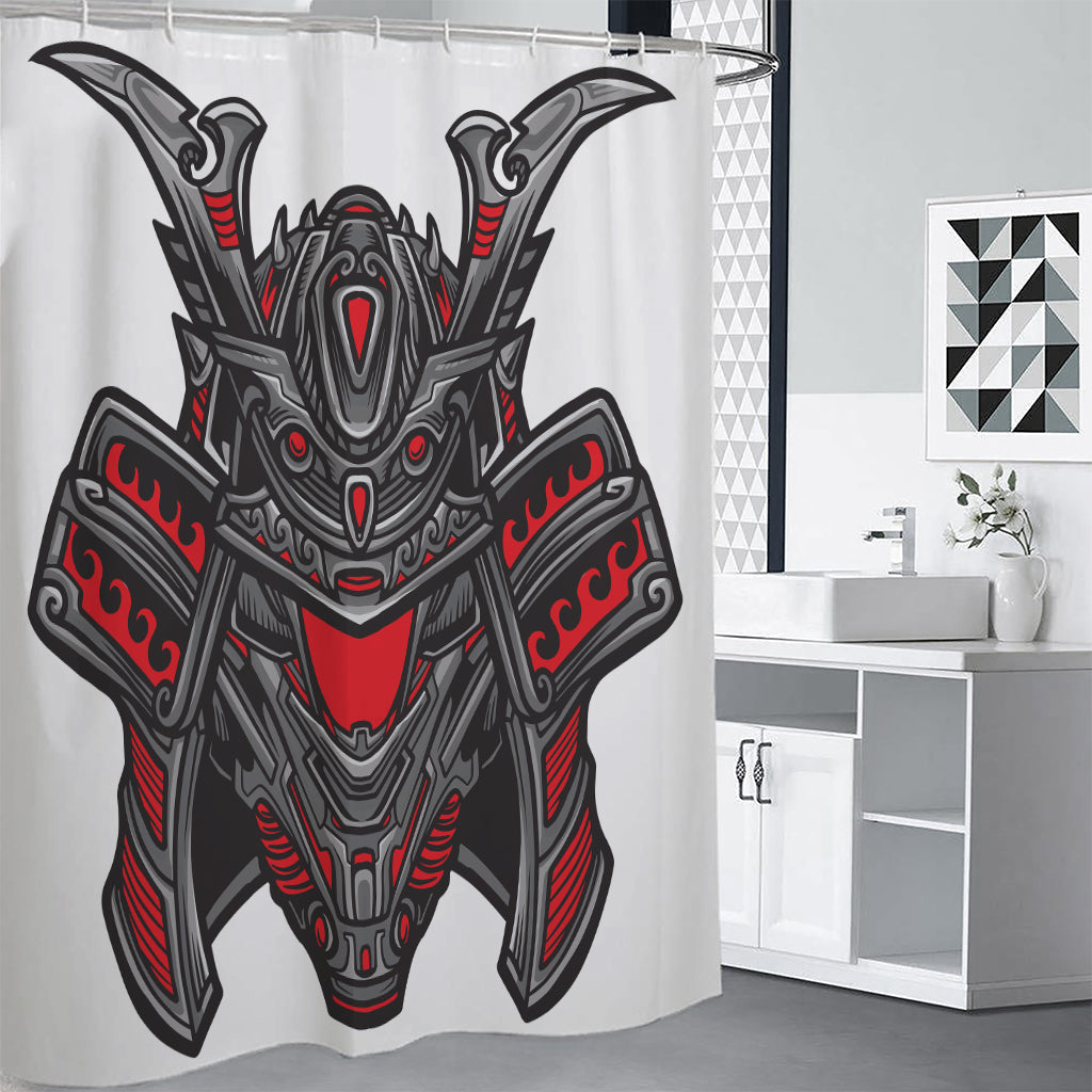 Robot Samurai Mask Print Premium Shower Curtain