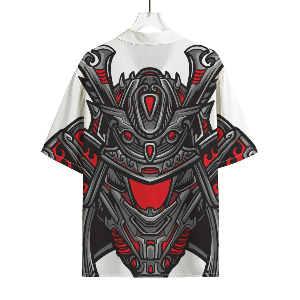 Robot Samurai Mask Print Rayon Hawaiian Shirt