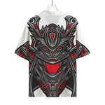 Robot Samurai Mask Print Rayon Hawaiian Shirt