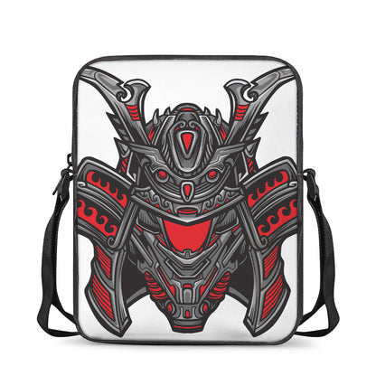 Robot Samurai Mask Print Rectangular Crossbody Bag