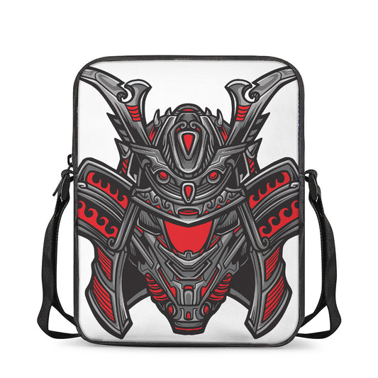Robot Samurai Mask Print Rectangular Crossbody Bag