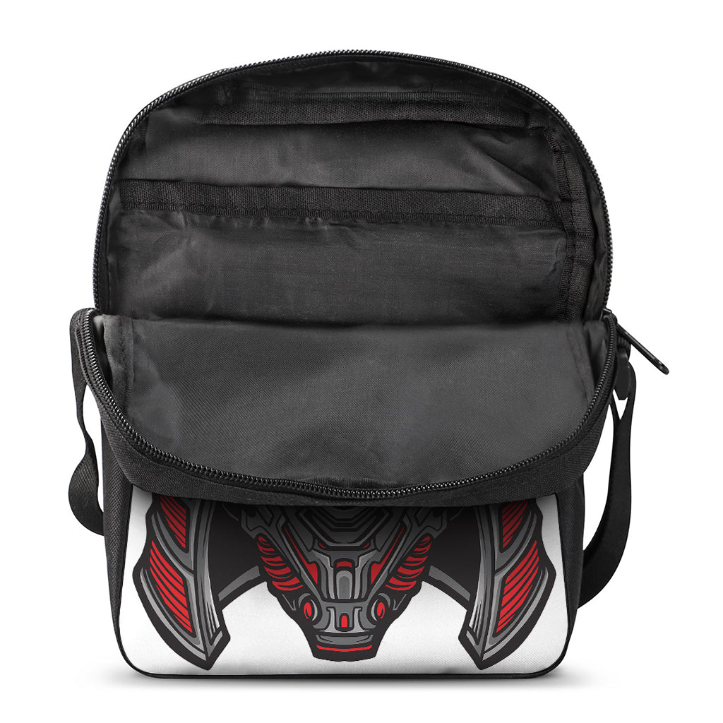 Robot Samurai Mask Print Rectangular Crossbody Bag
