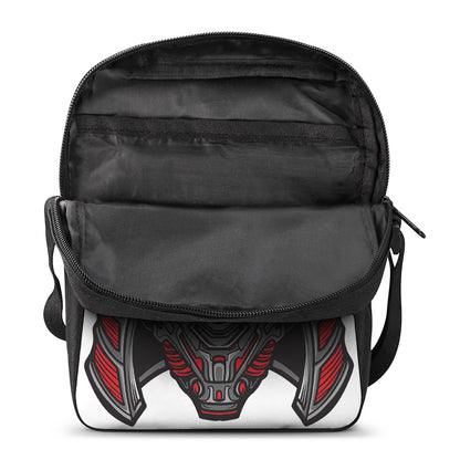 Robot Samurai Mask Print Rectangular Crossbody Bag