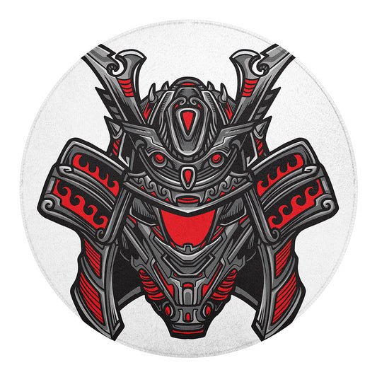 Robot Samurai Mask Print Round Blanket