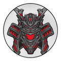 Robot Samurai Mask Print Round Floor Mat