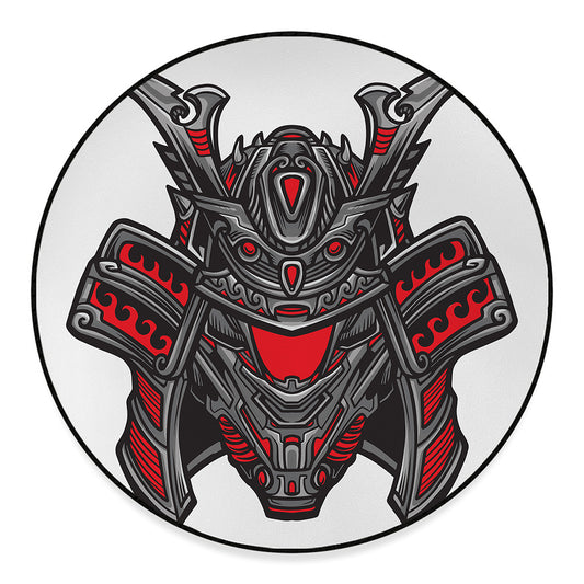 Robot Samurai Mask Print Round Floor Mat