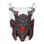 Robot Samurai Mask Print Round Laundry Basket