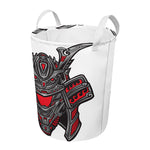 Robot Samurai Mask Print Round Laundry Basket