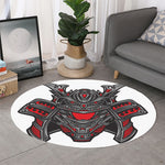 Robot Samurai Mask Print Round Rug