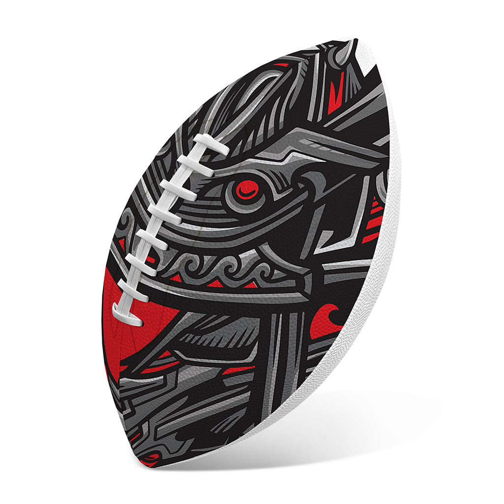 Robot Samurai Mask Print Rugby Ball