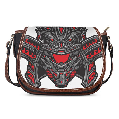 Robot Samurai Mask Print Saddle Bag