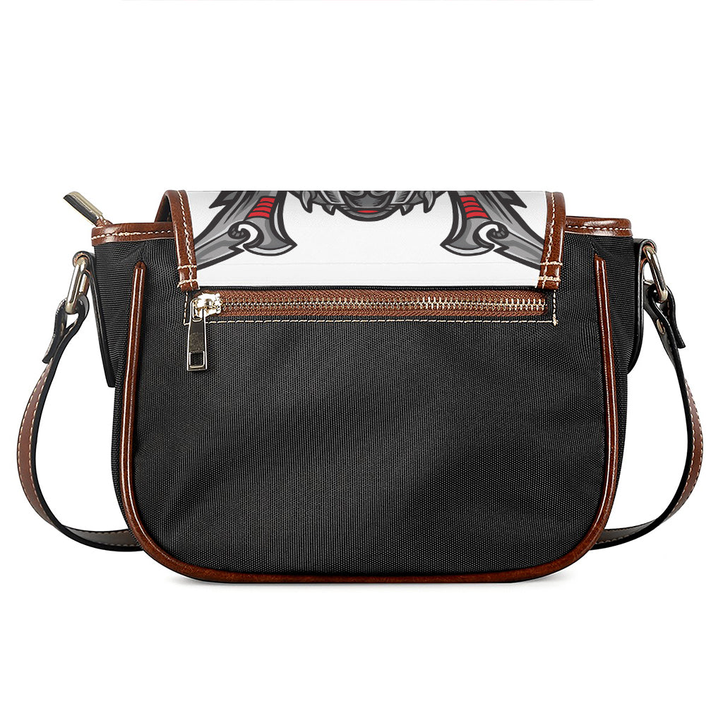 Robot Samurai Mask Print Saddle Bag