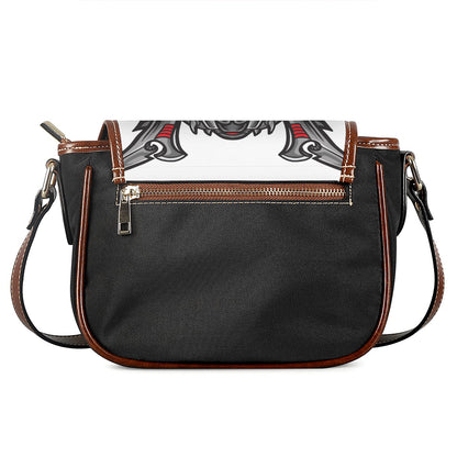 Robot Samurai Mask Print Saddle Bag