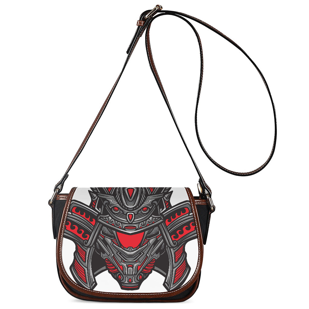 Robot Samurai Mask Print Saddle Bag