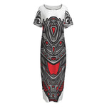 Robot Samurai Mask Print Short Sleeve Long Nightdress