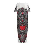 Robot Samurai Mask Print Short Sleeve Long Nightdress
