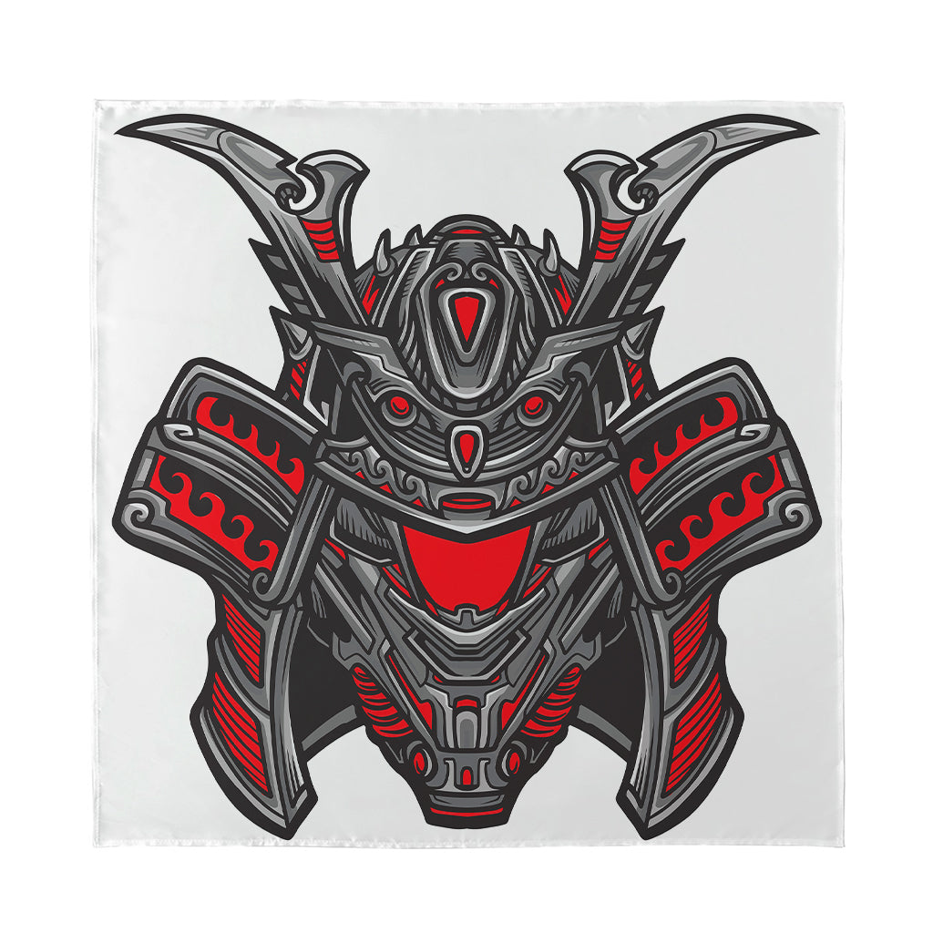 Robot Samurai Mask Print Silk Bandana