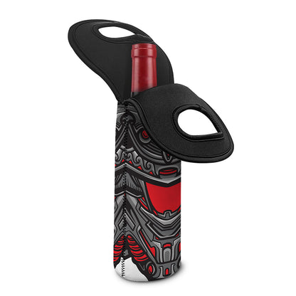 Robot Samurai Mask Print Single Neoprene Wine Tote