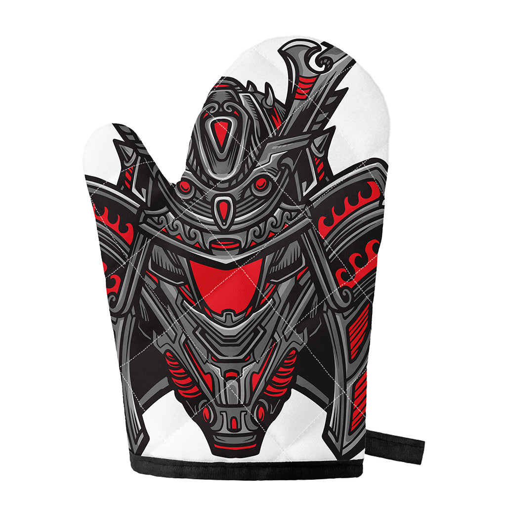 Robot Samurai Mask Print Single Oven Mitt