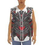 Robot Samurai Mask Print Sleeveless Baseball Jersey