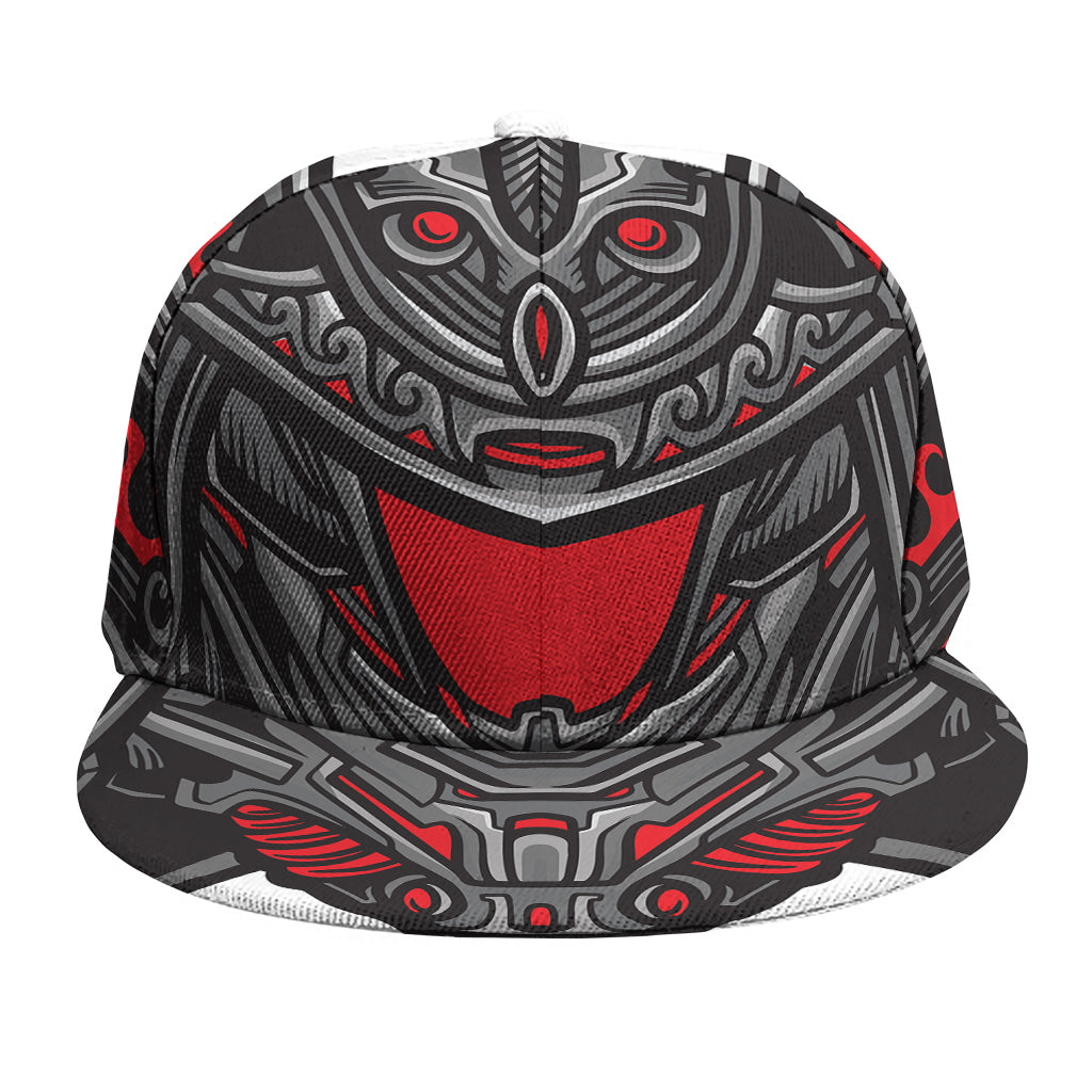 Robot Samurai Mask Print Snapback Cap