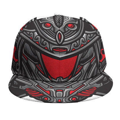 Robot Samurai Mask Print Snapback Cap