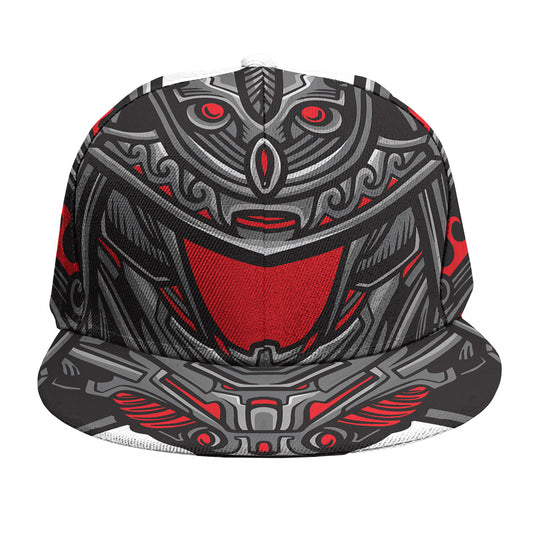 Robot Samurai Mask Print Snapback Cap