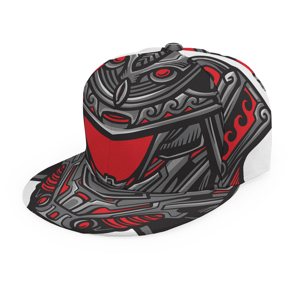 Robot Samurai Mask Print Snapback Cap