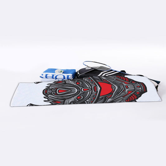Robot Samurai Mask Print Sports Towel