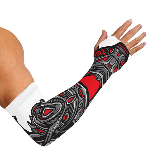 Robot Samurai Mask Print Sun Protection Arm Sleeves