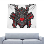 Robot Samurai Mask Print Tapestry