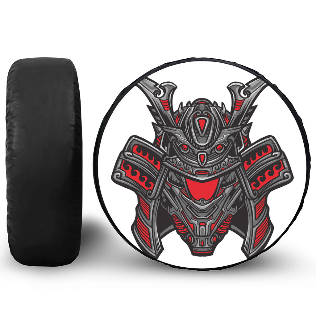 Robot Samurai Mask Print Tire Cover