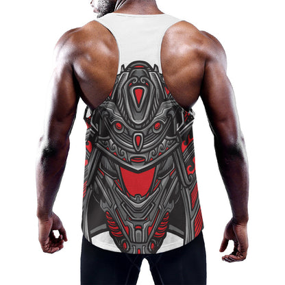 Robot Samurai Mask Print Training Tank Top