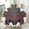 Robot Samurai Mask Print Waterproof Round Tablecloth