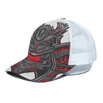Robot Samurai Mask Print White Mesh Trucker Cap
