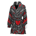 Robot Samurai Mask Print Women's Bathrobe