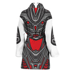 Robot Samurai Mask Print Women's Bathrobe