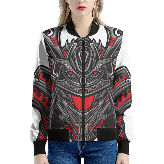 Robot Samurai Mask Print Women's Bomber Jacket