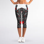 Robot Samurai Mask Print Women's Capri Leggings