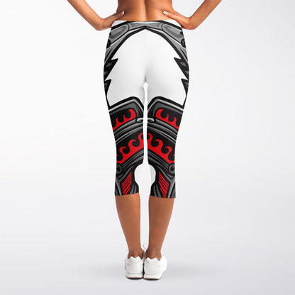 Robot Samurai Mask Print Women's Capri Leggings
